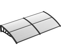 COSTWAY Auvent pour porte d'entrée, Abri en aluminium et polycarbonate, Auvent transparent en forme d'arc à deux pans, Auvent pour porte d'entrée, Auvent à deux pans, Auvent pour porte d'entrée, Auven