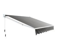 COSTWAY Auvent Rétractable Manuel 295x250CM Angle Ajustable 40°-100° sans Perçage en Métal et Tissu pour Fenêtre/Balcon/Jardin Gris