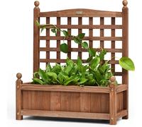 COSTWAY Bac à fleurs avec treillis et espalier, support surélevé pour plante grimpante 64,5x28x75cm