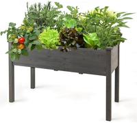 COSTWAY Bac de culture en bois, grand bac de culture, bac à plantes, bac à fleurs, bac à herbes, bac à plantes, 125x59x76 cm (gris)