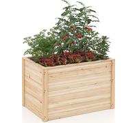 COSTWAY Bac surélevé en bois, Bac de jardin profond, Bac à plantes à fond ouvert, Bac à herbes aromatiques Bac à plantes rectangulaire en bois massif 120x120x63cm