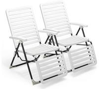 COSTWAY Bain de soleil avec dossier réglable en 7 positions, Chaise longue pliable résistant aux intempéries