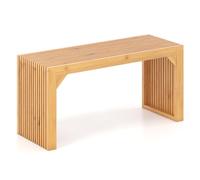COSTWAY Banc Bout de Lit 90 cm, Banquette Lit en Bambou, Plateau à Lattes, Structure Triangulaire, Banc pour Chambre Salon Entrée Cuisine, Charge 300 kg, 90 x 33 x 43 cm