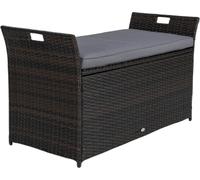 COSTWAY Banc de jardin 2 places, coffre de jardin, banc en polyrattan avec espace de rangement, coussins & poignées latérales, coffre de rangement coffre de jardin banc de balcon