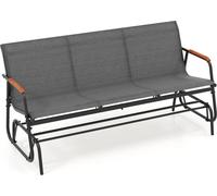 COSTWAY Banc de jardin, banc à bascule avec mouvement coulissant et siège en tissu, banc 3 places pouvant supporter jusqu'à 450 kg, banc de terrasse
