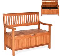 COSTWAY Banc de jardin Banc en bois avec coffre de rangement, banc en bois pour 2 places, banc de parc avec dossier & accoudoir, banc de rangement 360kg pour terrasse jardin balcon cour salon