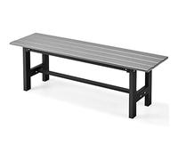 COSTWAY Banc de Jardin en HDPE et Cadre Métallique, Banc de Terrasse sans Dossier avec Assise à Lattes, Charge 300KG, 2 Places, pour Jardin, Terrasse, Cour, 120 x 36 x 40,5 cm (Gris)