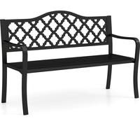 COSTWAY Banc de jardin en métal, Banc pour 2 personnes, Banc de parc avec dossier & accoudoirs, Banc en métal pouvant supporter jusqu'à 300kg, 128x54x89cm