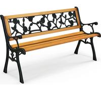 COSTWAY Banc de jardin résistant aux intempéries, banc 2 places avec accoudoirs & dossier, banc de balcon, banc en bois, banc de parc 126 x 52 x 74 cm