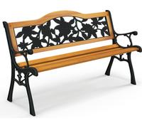 COSTWAY Banc de jardin résistant aux intempéries, banc 2 places avec accoudoirs & dossier, banc de balcon, banc en bois, banc de parc, 126 x 52 x 76 cm