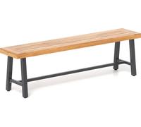 COSTWAY Banc de jardin résistant aux intempéries, banc de terrasse 3 places jusqu'à 360 kg, banc de parc en bois d'acacia et métal, sans dossier 160x32x45cm 1 pack