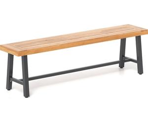 COSTWAY Banc de jardin résistant aux intempéries, banc de terrasse 3 places jusqu'à 360 kg, banc de parc en bois d'acacia et métal, sans dossier 160x32x45cm 1 pack