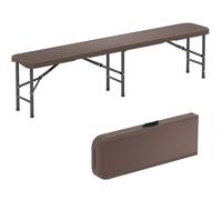 COSTWAY Banc Pliable de Jardin 180 cm en HDPE, Capacité de 600 kg, Siège Portable de Patio en Deux avec Poignée et Verrou, Marron