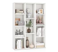 COSTWAY Bibliothèque à 11 Cubes, Étagère avec Compartiments Ouvertes, Kits Anti-basculement, Meuble de Rangement Multifonctionnelle pour Salon, Chambre, Bureau, 24 x 74 x 106 cm (Blanc)