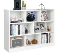 COSTWAY Bibliothèque à 3 Niveaux et 8 Cubes, Étagère de Rangement Ouverte en Bois pour Salon, Salle de Jeux, 122 x 32 x 93 cm, Blanc