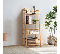COSTWAY Bibliothèque à 4 Étages en Bambou, 48 x 32 x 115 CM (L x l x H), Étagère de Rangement pour Salon, Cuisine, Bureau, Naturel