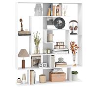 COSTWAY Bibliothèque à 7 Niveaux, Bibliothèque Géométrique avec 2 Kits Anti-Basculement, Organisateur de Rangement sur Pied, Etagère d'Affichage Ouverte, pour Bureau, Salon, Chambre (Blanc)