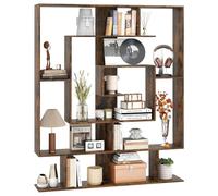 COSTWAY Bibliothèque à 7 Niveaux, Bibliothèque Géométrique avec 2 Kits Anti-Basculement, Organisateur de Rangement sur Pied, Etagère d'Affichage Ouverte, pour Bureau, Salon, Chambre (Marron Rustique)