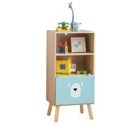 COSTWAY Bibliothèque en Bois avec Tiroir pour Enfant, Étagère de Rangement à 3 Niveaux pour Jouets, 40,5 x 29 x 85 cm