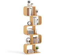 COSTWAY Bibliothèque en Forme de 'S' à 5 Niveaux, Etagère en Bambou avec 5 Cubes Ouverts, Etagère d'angle Géométrique, Etagère de Rangement au Sol, pour Salon, Bureau, Chambre, Naturel