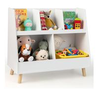 Giantex Bibliothèque Enfant à 2 Niveaux avec 5 Cubes pour Salle de Jeux, 80x35x71 CM Blanc G