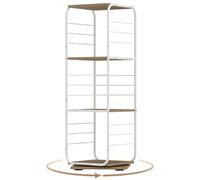 COSTWAY Bibliotheque Etagere Tournante à 4 Niveaux, Tour de Livres Rotative à 360° avec Cadre en Métal, Étagère d'angle Compacte et Gain de Place, pour Maison, Bureau, Salon (Naturel)