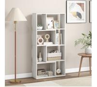 COSTWAY Bibliothèque Géométrique à 4 Niveaux, H 120 cm, Etagères Ouvertes de Rangement à 8 Cases, pour Salon Chambre Bureau, Blanc