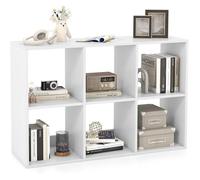 COSTWAY Bibliothèque Ouverte à 6 Cubes sur 2 Niveaux, Kit Anti-basculement, pour Bureau Chambre Salon, 103,5 x 33 x 70 cm, Blanc