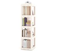 COSTWAY Bibliothèque Pliante Rotative, Étagère Tournante à 360°, Bibliothèque à 3/4/5 Niveaux, Étagère d'angle Haute, Organisateur de Rangement Translucide pour Salon, Bureau (Blanc,4 Niveaux)