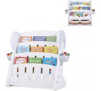 COSTWAY Bibliothèque pour enfants à 4 étagères, étagère pour enfants 2 en 1 avec 2 boîtes de rangement et étagère réversible, bibliothèque pour enfants, étagère à jouets Montessori