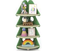 COSTWAY Bibliothèque pour enfants en forme de construction, étagère pour enfants à 4 étages avec motif d'étoiles, étagère d'angle peu encombrante, étagère à jouets pour livres & jouets, vert