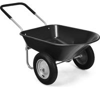 COSTWAY Brouette avec 2 roues, Brouette à pousser 100kg de capacité, Brouette de transport pour le jardin (Noir)