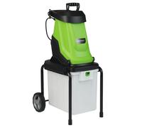 COSTWAY Broyeur de jardin 2800 W, épaisseur de coupe 45mm, broyeur de jardin électrique avec roues & bac de ramassage 50 L, broyeur à couteaux filaire, broyeur vert