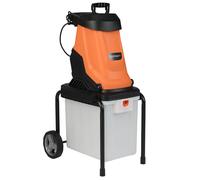 COSTWAY Broyeur de jardin 2800 W, épaisseur de coupe 45mm, broyeur de jardin électrique avec roues & bac de ramassage 50 L, broyeur à couteaux filaire, broyeur orange