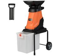 COSTWAY Broyeur de jardin 3000 W, épaisseur de coupe 45mm, broyeur de jardin électrique avec roues & bac de ramassage 50 L, broyeur à couteaux filaire, broyeur orange