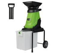 COSTWAY Broyeur de jardin 3000 W, épaisseur de coupe 45mm, broyeur de jardin électrique avec roues & bac de ramassage 50 L, broyeur à couteaux filaire, broyeur vert