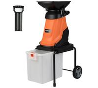 COSTWAY Broyeur de Végétaux Électrique 3000W, Coupe de 45 mm (Orange) | Broyeur pour Branches avec Bac de Ramassage de 50 L Trémie de Remplissage Roues, pour Nettoyage du Jardin Compostage