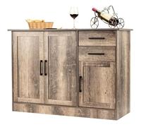 COSTWAY Buffet de Cuisine - 3 Portes et 2 Tiroirs - 110x40x78 CM - Buffet Bas - Étagère Réglable - Salon, Bureau et Salle à Manger