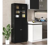 COSTWAY Buffet de Cuisine avec 2 Portes Vitrées et 2 Portes Multi-Rangement, pour Salon, Cuisine, Entrée, 60 x 31,5 x 161,5 cm,