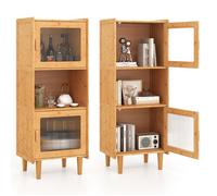 COSTWAY Buffet de Cuisine avec Compartiment, 2 Portes, Kits Anti-basculement, pour Cuisine, Salle à Manger, Salon, 49,5x40x130 cm