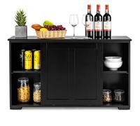 COSTWAY Buffet de Cuisine avec Porte Coulissante, 107 x 33 x 60 CM, Buffet Bas avec Étagère Réglable, pour Salon et Entrée, Noir