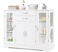 COSTWAY Buffet de Cuisine ,Meuble de Rangement 107 x 30 x 82 CM Blanc Armoire pour Cuisine et Salon