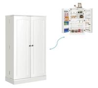 COSTWAY Buffet/Placard de Cuisine avec Double Portes, 59 x 30,5 x 103,5 CM, Meuble de Rangement avec 6 Étagères Réglables