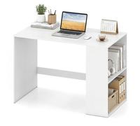 COSTWAY Bureau 112 x 60 cm, Table d'Ordinateur avec 2 Étagères Latérales Ouvertes & Plateau de Travail Spacieux, Poste de Travail en Bois avec Rangement, pour Bureau, Chambre (Blanc)