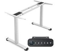 COSTWAY Bureau Assis-Debout Électrique à 2 Moteurs, Cadre de Bureau avec Largeur et Hauteur Réglables, Panneau de Contrôle à 4 Boutons de Mémoires, Dispositif Anti-Collision (Blanc)