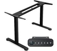 COSTWAY Bureau Assis-Debout Électrique à 2 Moteurs, Cadre de Bureau avec Largeur et Hauteur Réglables, Panneau de Contrôle à 4 Boutons de Mémoires, Dispositif Anti-Collision (Noir)
