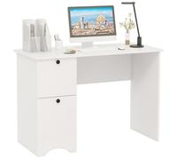 COSTWAY Bureau d'Ordinateur avec 2 Tiroirs de Rangement, 109 x 50 x 75 cm, Simple et Moderne, Blanc