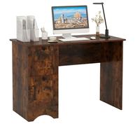 COSTWAY Bureau d'Ordinateur avec 2 Tiroirs de Rangement, 109 x 50 x 75 cm, Simple et Moderne Marron