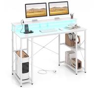 COSTWAY Bureau d'Ordinateur Modulable avec Éclairage LED (Blanc)