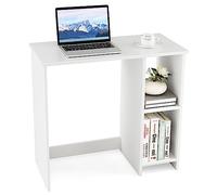COSTWAY Bureau d'Ordinateur, Table de Travail pour Petit Espace, avec 2 Compartiments, Bureau Moderne de Style Simple, Bureau Informatique pour Chambre, Studio, 40 x 80 x74 cm, Blanc (Blanc)